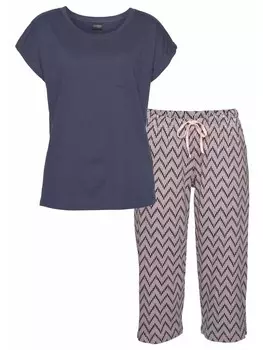 Пижама VIVANCE DREAMS Capri, цвет dunkelblau-hellrosa-gemustert