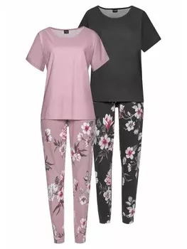 Пижама VIVANCE DREAMS, цвет lila-geblmt-schwarz