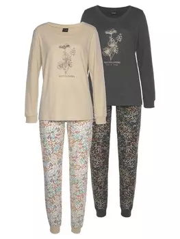 Пижама VIVANCE DREAMS, цвет sand-geblmt, dunkelgrau-geblmt