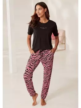Пижама VIVANCE DREAMS, цвет schwarz pink zebra bedruckt