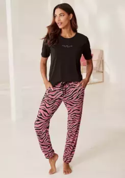 Пижама Vivance Dreams с животным принтом, розовый