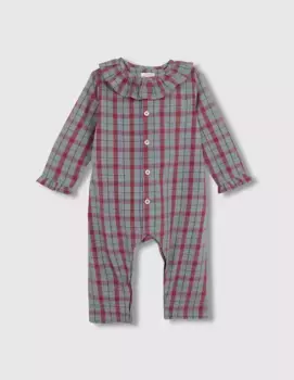 Пижама в клетку для мальчика с застежкой спереди Gocco, серый