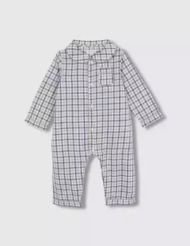 Пижама в мелкую клетку для мальчика с застежкой спереди Gocco, серый