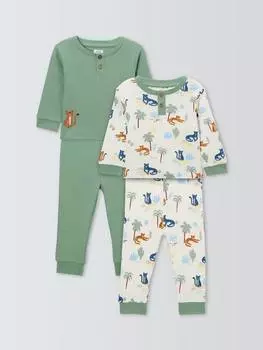 Пижама в рубчик с тигренком John Lewis, цвет Khaki Multi