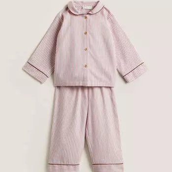 Пижама Zara Home Striped Flannel, красный/белый