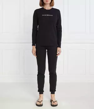 Пижама женская Emporio Armani хлопковая теплая, черный