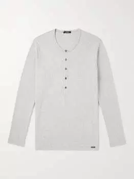 Пижамная футболка Henley из эластичного хлопкового джерси TOM FORD, серый