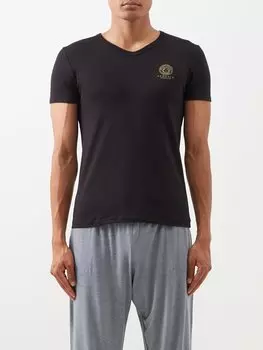Пижамная футболка с логотипом medusa Versace, черный