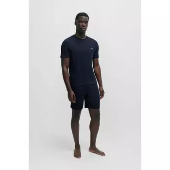 Пижамная футболка с вышитым логотипом BOSS, цвет Dark Blue
