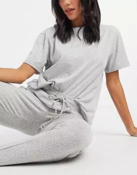 Пижамная футболка серого меланжевого джерси ASOS DESIGN mix & match