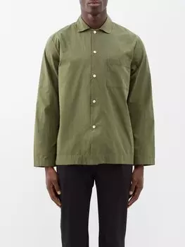 Пижамная рубашка из органического хлопка с накладными карманами Tekla, зеленый