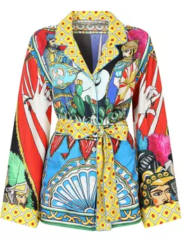 Пижамная рубашка с поясом и принтом Carretto Dolce & Gabbana, красный