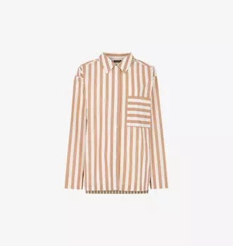 Пижамная рубашка свободного кроя из хлопка с полосатым принтом Whistles, бежевый