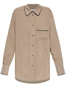 Пижамная рубашка в полоску от Виктории Бекхэм Victoria Beckham, нейтральный цвет