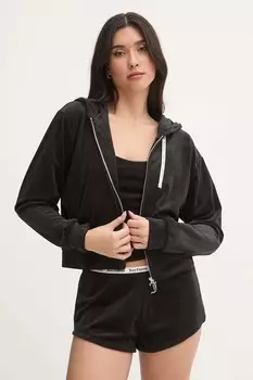 Пижамная толстовка LIV RIB VELOUR HOODIE с капюшоном Juicy Couture, черный