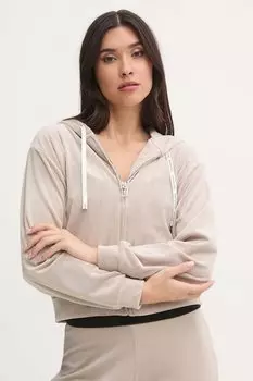 Пижамная толстовка LIV RIB VELOUR HOODIE с капюшоном Juicy Couture, бежевый