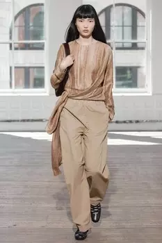 Пижамные брюки из хлопка ZARA, средний кэмел