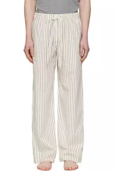 Пижамные брюки из коричневого и кремового поплина Tekla