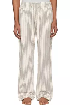 Пижамные брюки из коричневого и кремового поплина Tekla