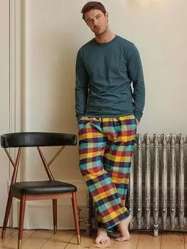 Пижамные брюки из матового хлопка в клетку British Boxers, цвет Edinburgh