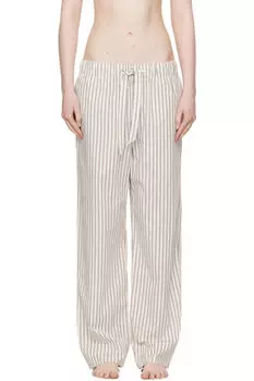 Пижамные брюки из поплина цвета «off-white & brown» Tekla