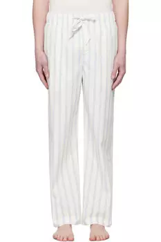 Пижамные брюки из поплина цвета «Off-White & Blue» Tekla