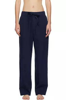 Пижамные брюки из поплина Tekla, цвет true navy