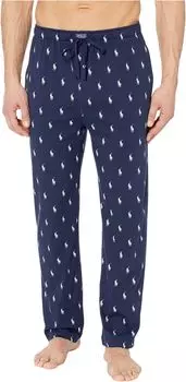 Пижамные брюки из трикотажного джерси с закрытым поясом Polo Ralph Lauren, цвет Cruise Navy/Nevis All Over Pony Player