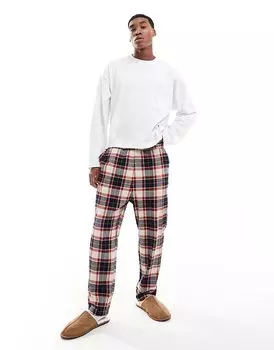 Пижамные брюки Jack & Jones в клетку бежевого и ржавого цвета