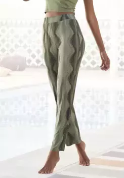 Пижамные брюки LASCANA с графическим принтом по всей поверхности, зеленый