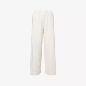 Пижамные брюки Lounge Underwear Pointelle прямого кроя из эластичной ткани, белый