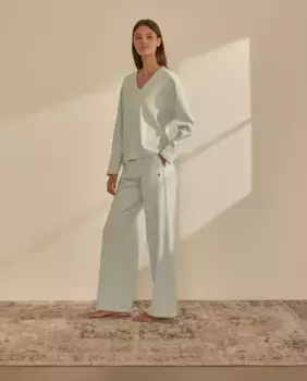 Пижамные брюки Naturana, длинные, синие, прямые, с карманами