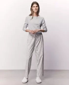 Пижамные брюки с цветочным принтом Sfera, серый
