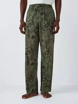 Пижамные брюки с принтом тукана из органической хлопчатобумажной смеси John Lewis, цвет Green Olive