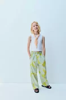 Пижамные брюки с принтом ZARA, цвет морской волны