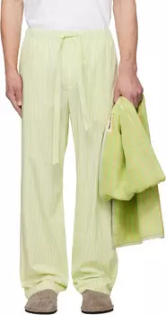 Пижамные брюки SSENSE Exclusive Green AURAEE Edition Из Хлопчатобумажного Поплина в Светлую Полоску от Мха Tekla