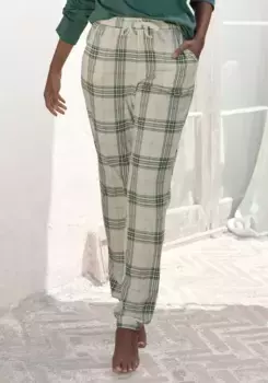 Пижамные брюки Vivance Dreams с бархатной лентой на эластичном поясе с кулиской, кремовый