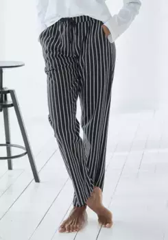 Пижамные брюки Vivance Dreams с черно-белым принтом, черно-белый