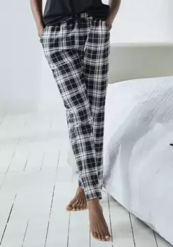 Пижамные брюки Vivance Dreams с черно-белым принтом, черно-белый