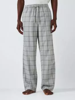 Пижамные брюки в клетку из органического хлопка John Lewis, цвет Grey Mid
