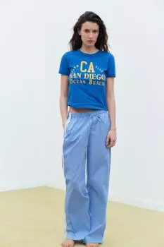 Пижамные брюки в кружевную клетку ZARA, цвет Blue/White