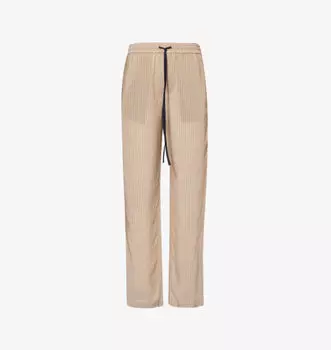 Пижамные брюки в полоску со складками по низу Victoria Beckham, цвет tobacco midnight