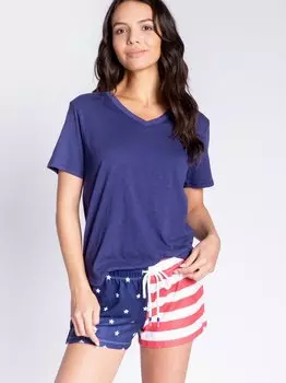 Пижамные шорты бело-синие Pj Salvage, мультиколор