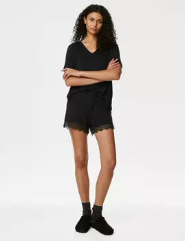 Пижамные шорты Body Soft с кружевной отделкой Body, черный