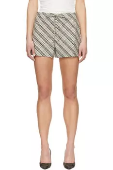 Пижамные шорты из хлопка в бежевую клетку Burberry