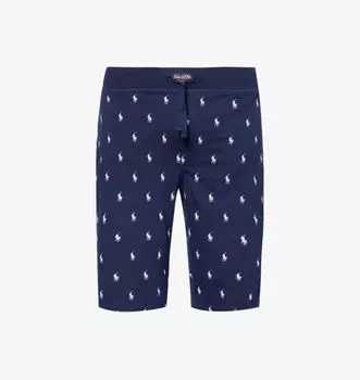Пижамные шорты из хлопкового джерси с логотипом Polo Ralph Lauren, синий