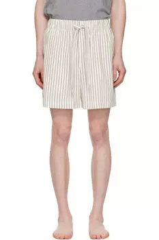 Пижамные шорты из коричневого и кремового поплина Tekla