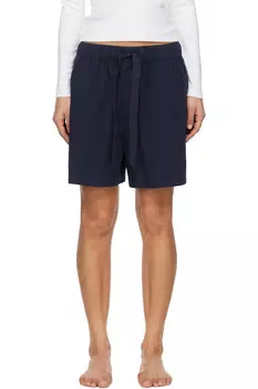 Пижамные шорты из поплина Tekla, цвет true navy