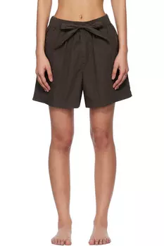 Пижамные шорты из поплина Tekla, коричневый