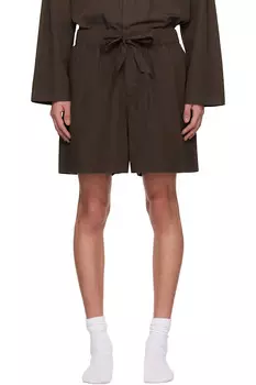 Пижамные шорты из поплина Tekla, коричневый